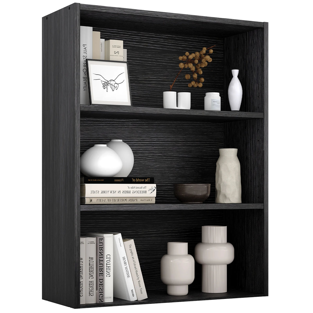 JHK Wooden Open Bookcase Shelf for Home Office Storage