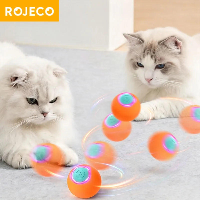 ROJECO Automatic Interactive Rolling Cat Ball Toy with LED Light