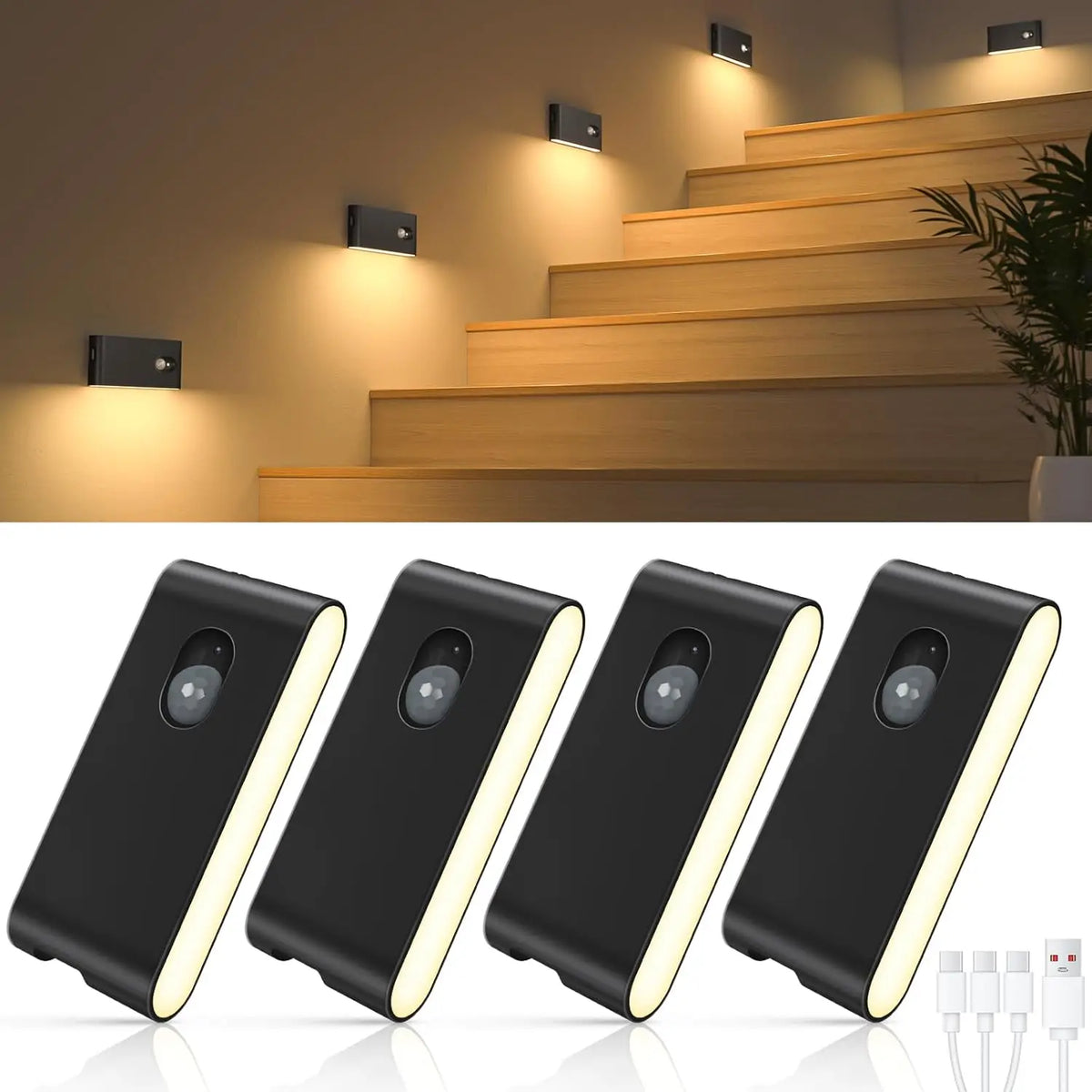 Willed Motion Sensor Rechargeable Wireless LED Stairway Night Lights