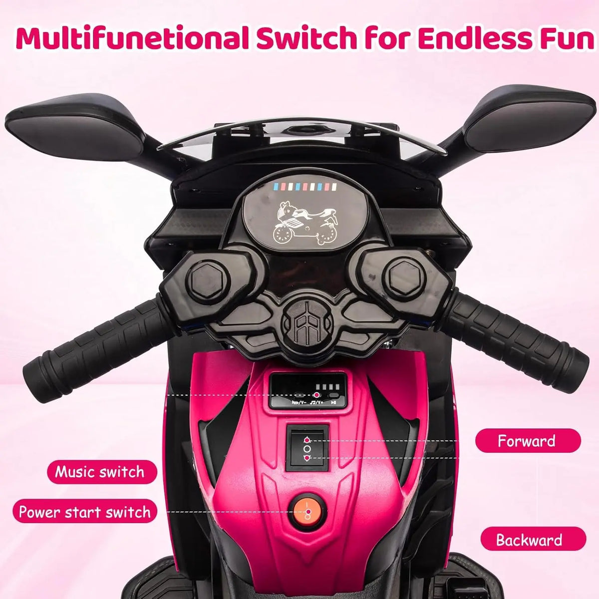 HiMISS Kids Electric Ride On Motorcycle with Training Wheels