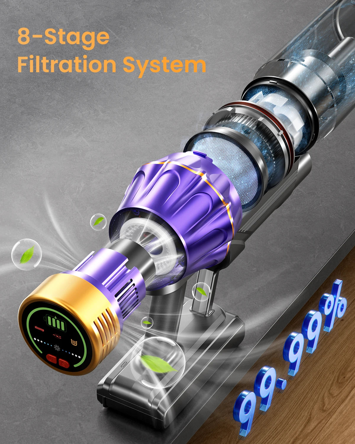 VAKERR Cordless Vacuum Cleaner With Powerful Suction And HEPA Filtration