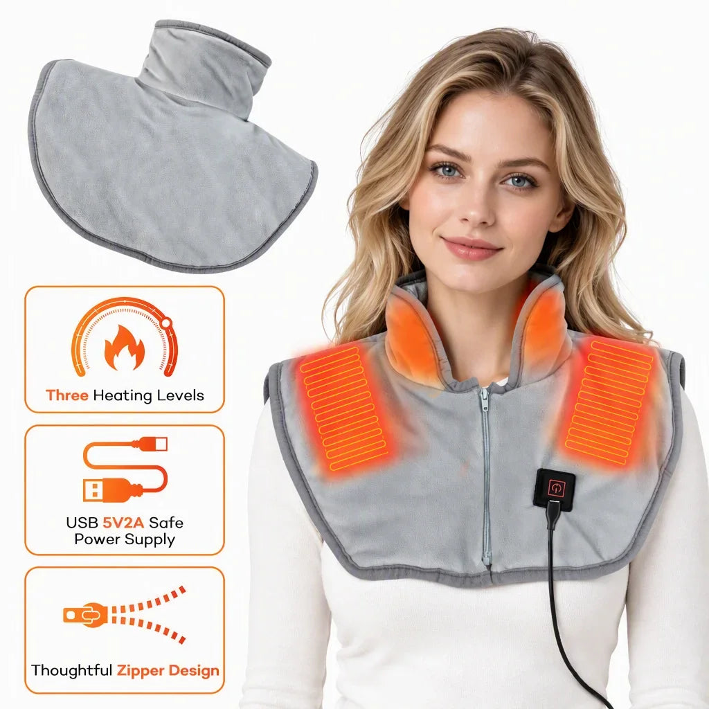 USB Heated Neck And Shoulder Wrap With Adjustable Heat Settings