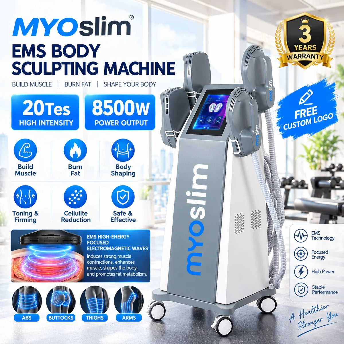 MYOSLIM EMS Body Sculpting Machine for Muscle Toning and Slimming