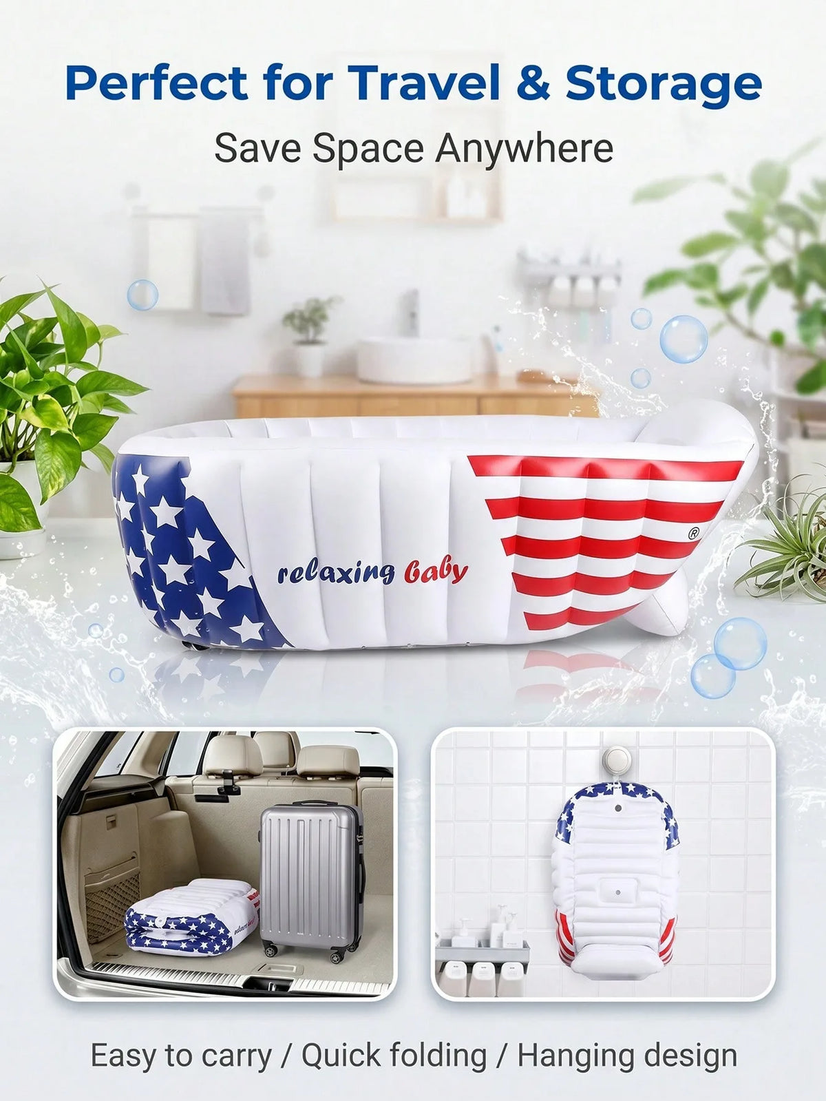 Inflatable Baby Bathtub With Air Pump And Non Slip Cushion
