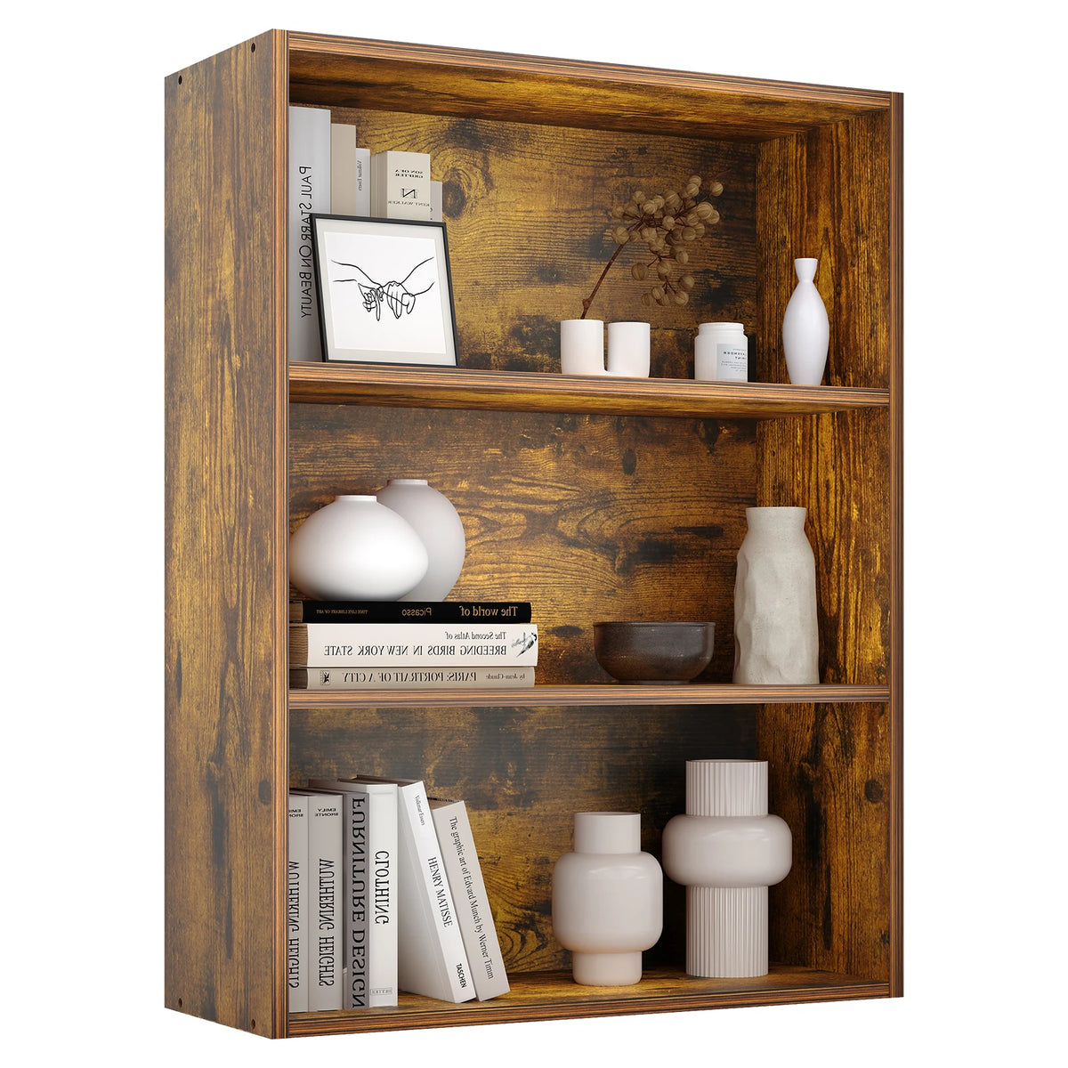 JHK Wooden Open Bookcase Shelf for Home Office Storage