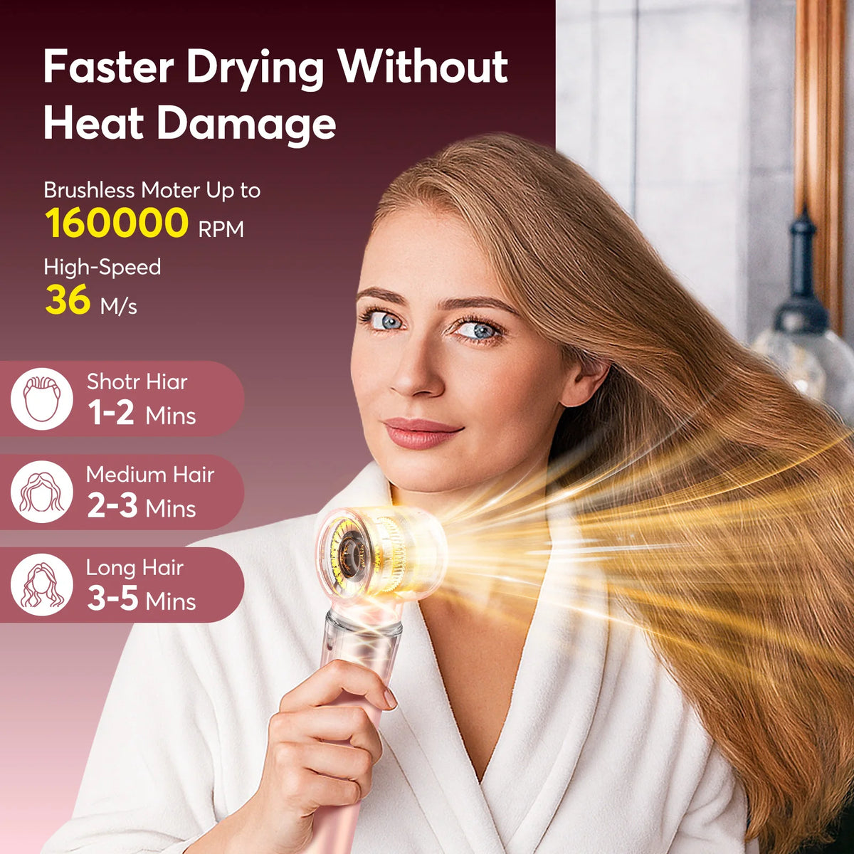 BOPCAL Hot Air Hair Dryer Brush Multi Function Styling Tool Set