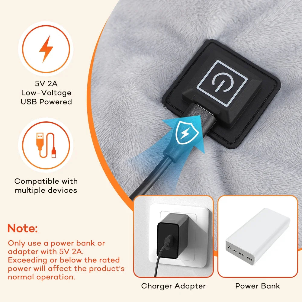 USB Heated Neck And Shoulder Wrap With Adjustable Heat Settings