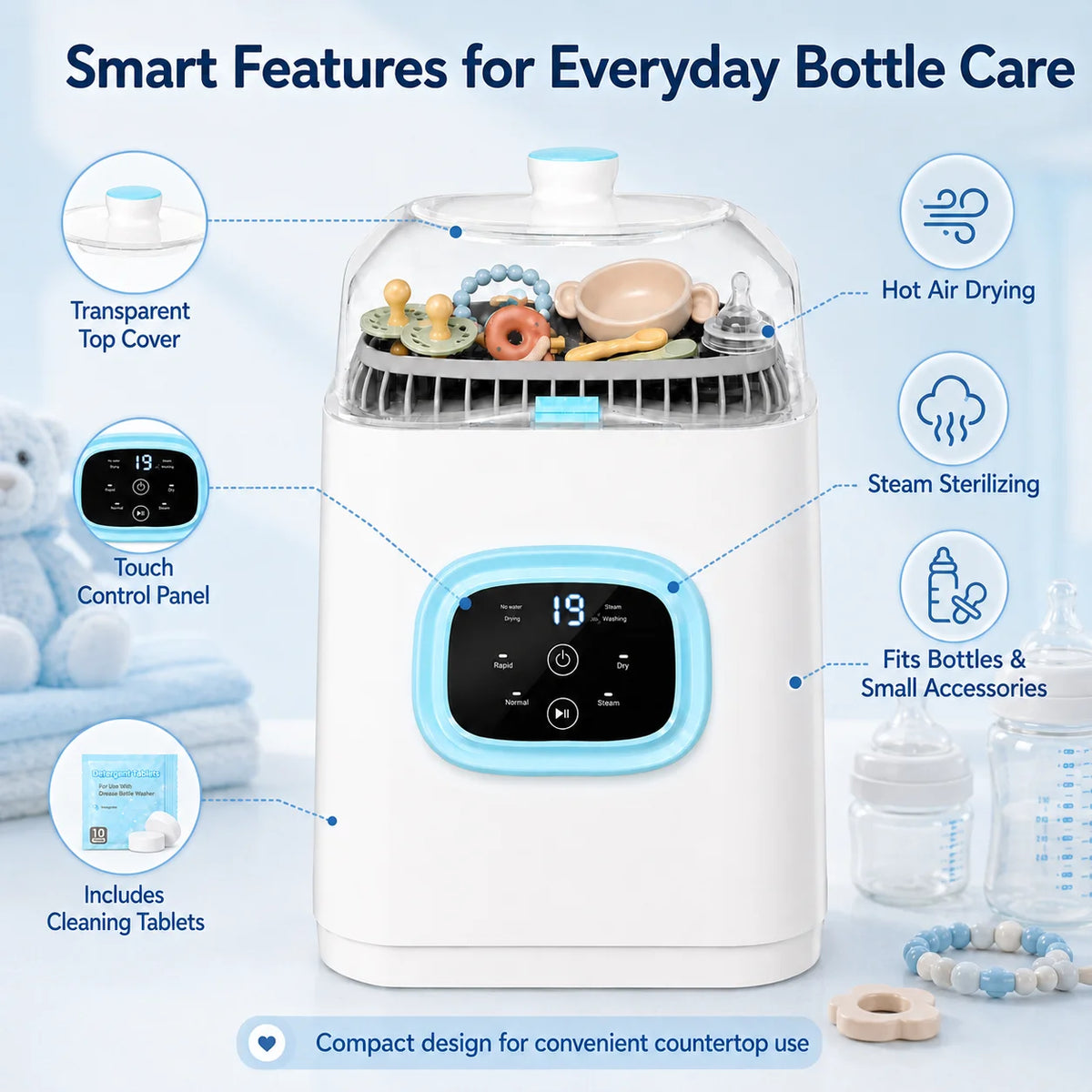 Automatic Baby Bottle Washer Sterilizer Dryer And Storage Station