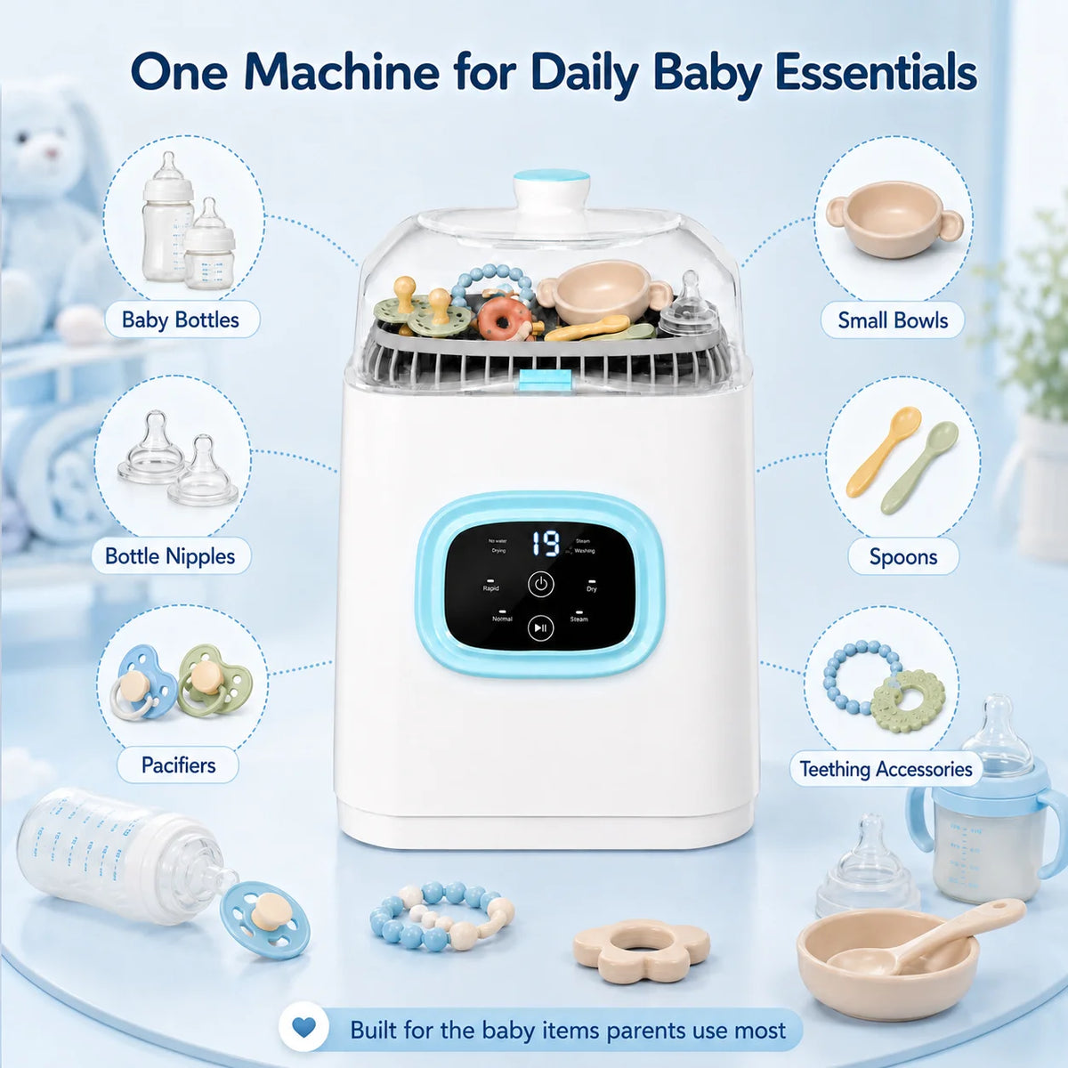 Automatic Baby Bottle Washer Sterilizer Dryer And Storage Station