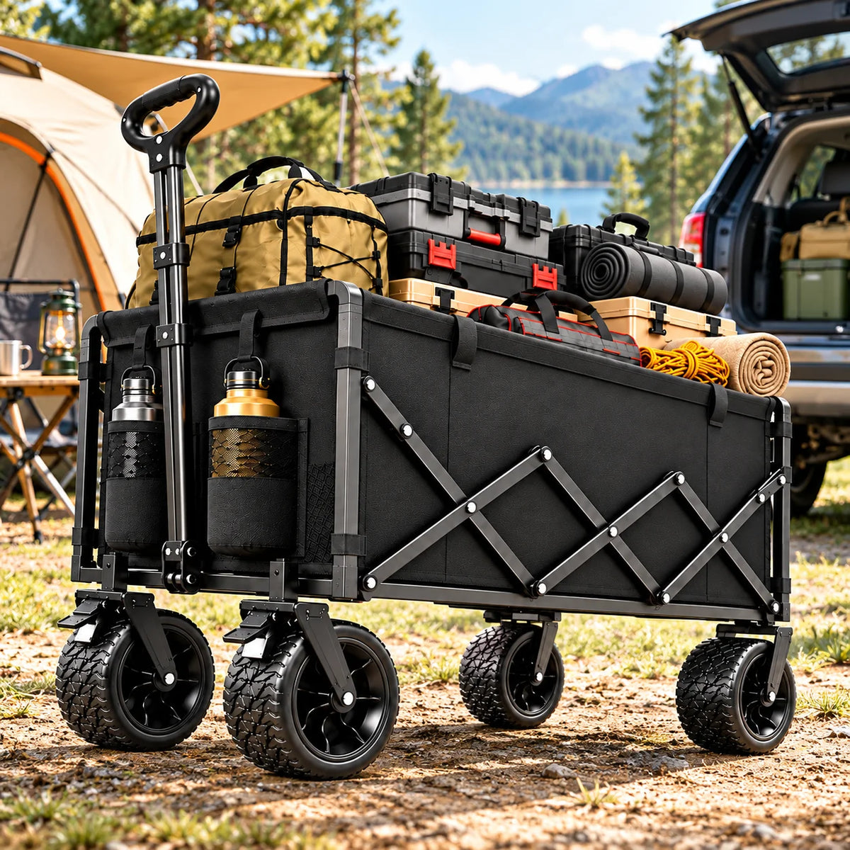 Heavy Duty Folding Utility Cart for Outdoor and Garden Use