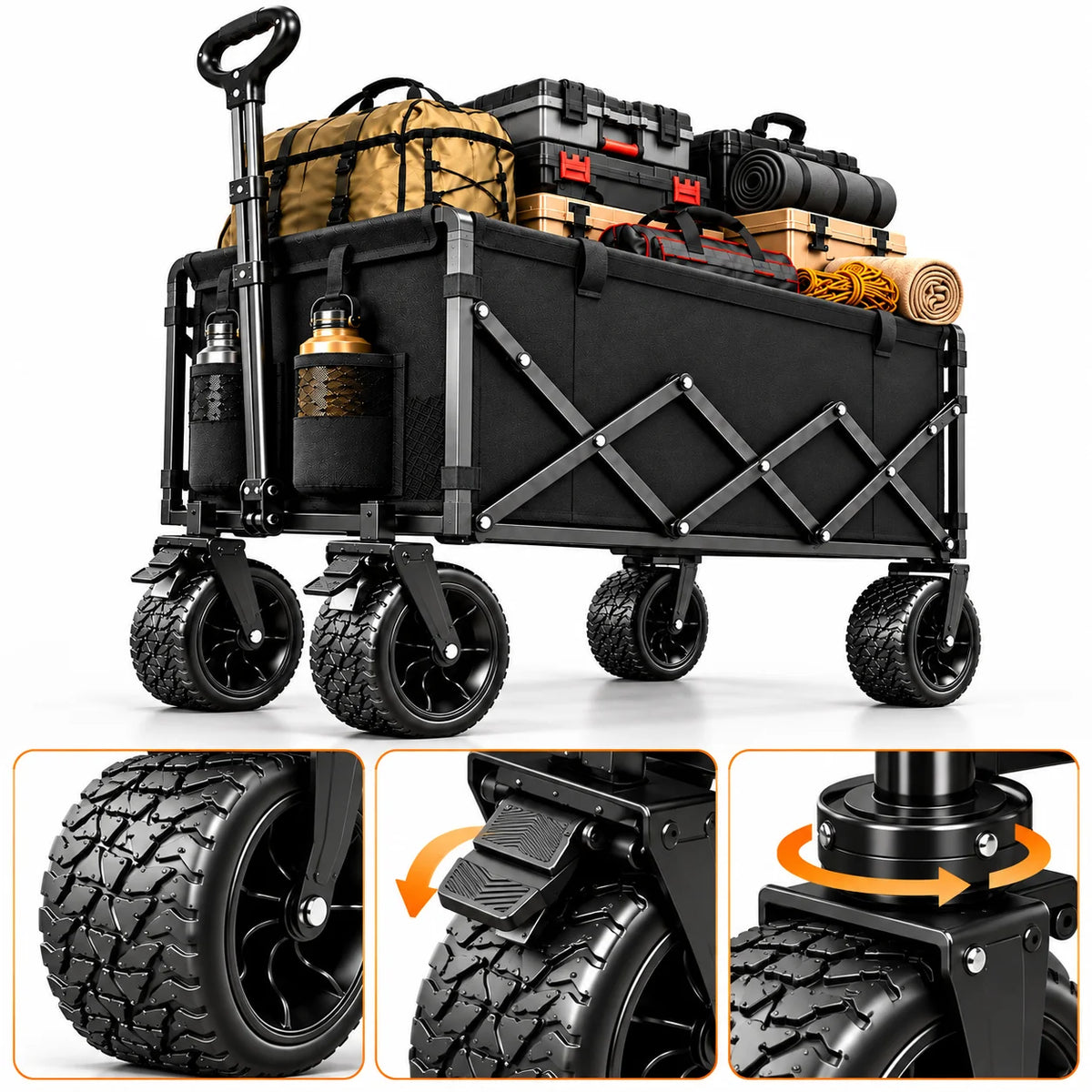 Heavy Duty Folding Utility Cart for Outdoor and Garden Use