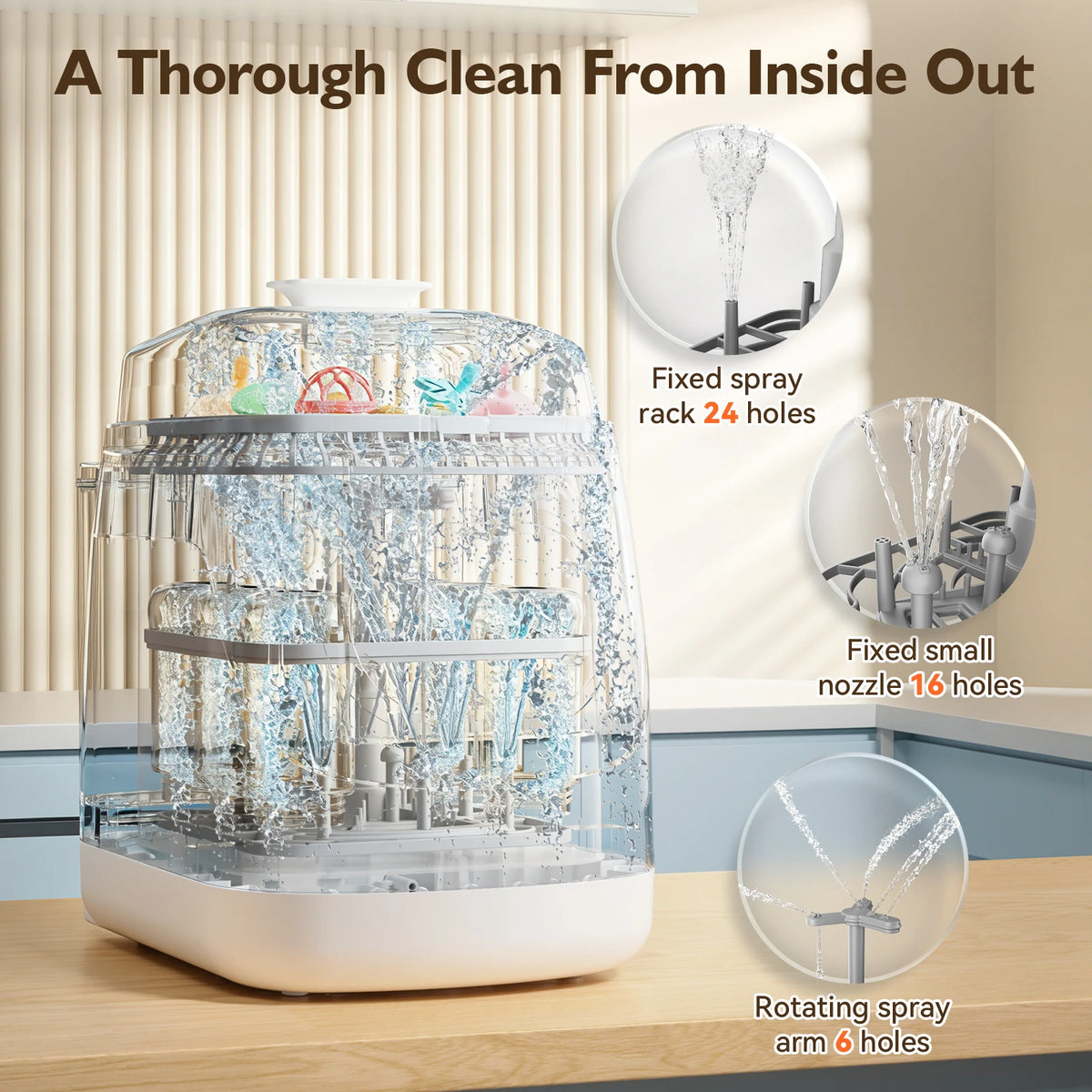 Baby Bottle Washer Sterilizer Dryer for Bottles and Pump Accessories