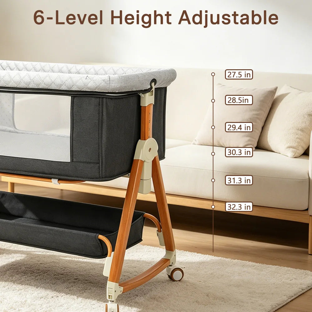 Kmaier 3-in-1 Baby Bassinet Bedside Sleeper With Rocking Cradle