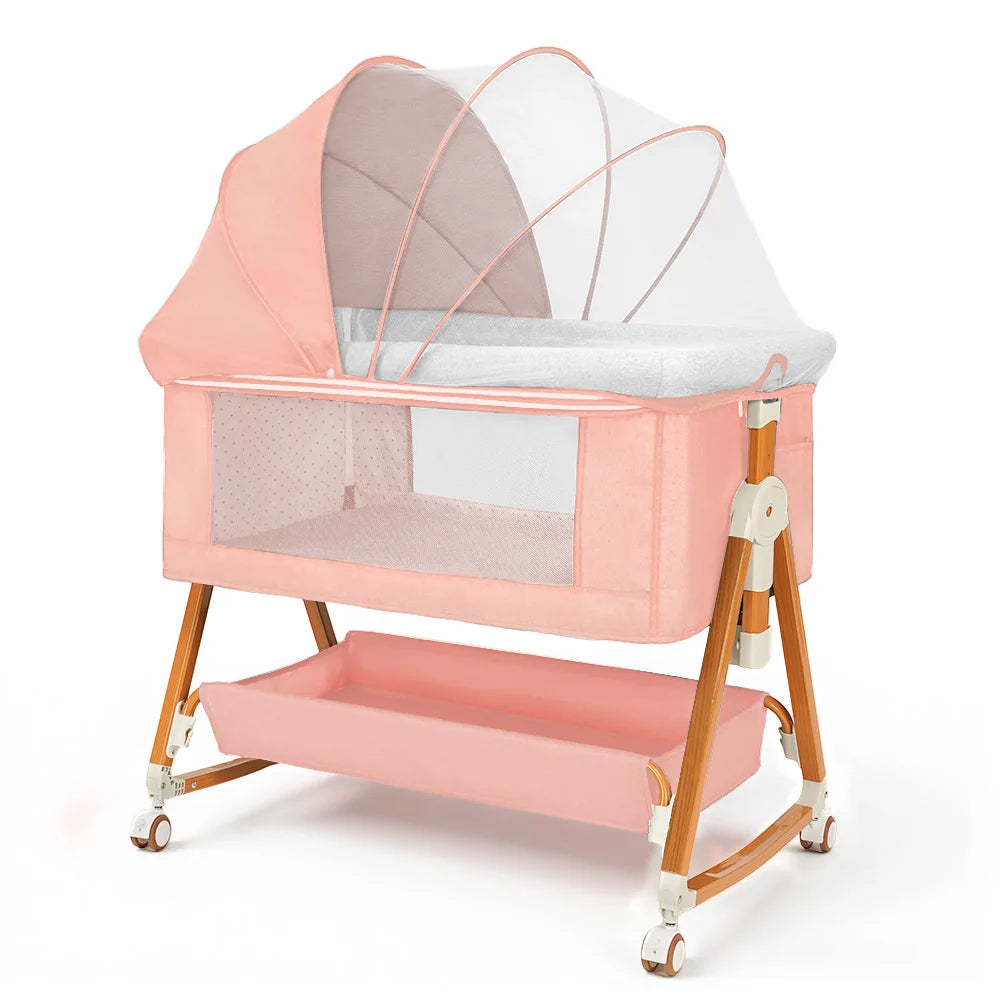 Kmaier Adjustable Baby Bassinet Sleeper With Storage And Breathable Mesh