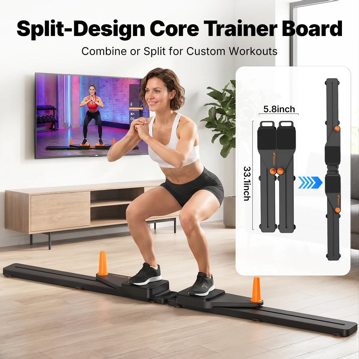 MERACH Foldable Pilates Reformer Board for Full Body Home Workouts