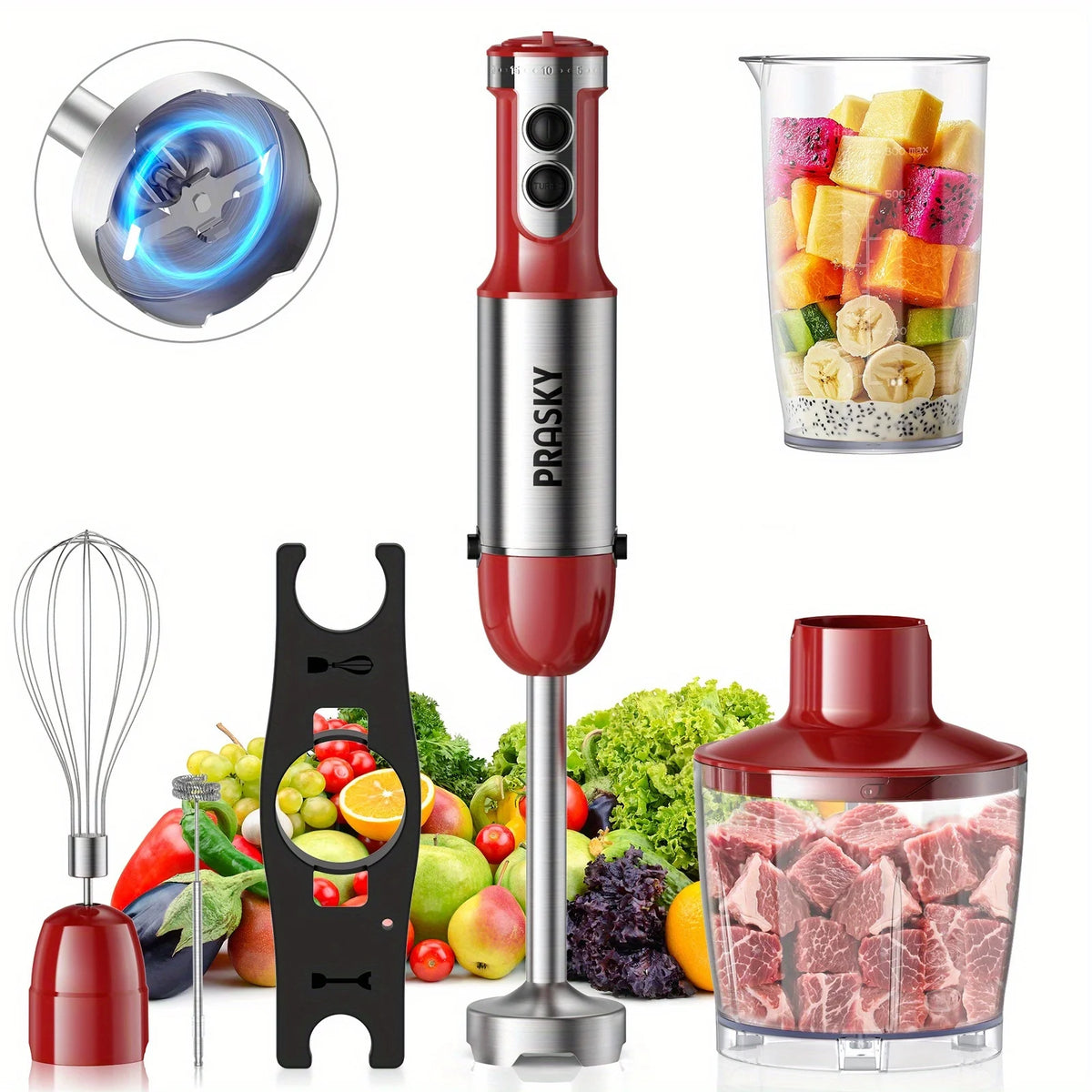 Prasky 5 In 1 Immersion Blender With Chopper And Whisk