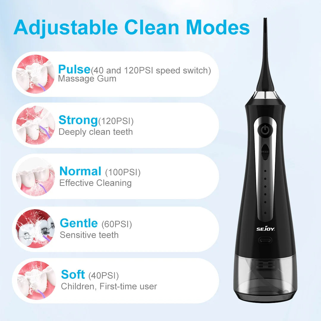 SEJOY Portable Water Flosser Oral Irrigator With Multiple Cleaning Modes