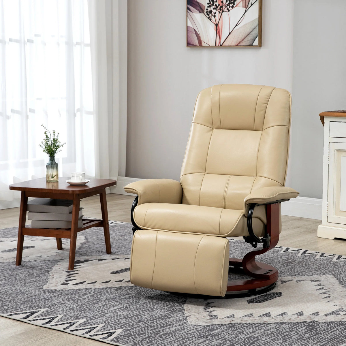HOMCOM Swivel Recliner Chair With Adjustable Back And Footrest
