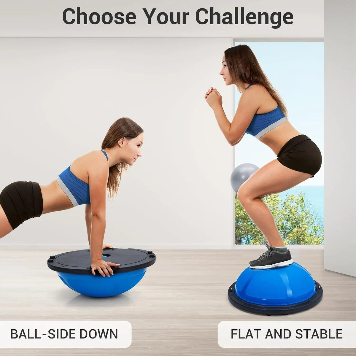 Half Balance Ball Trainer for Core Workouts With Resistance Bands