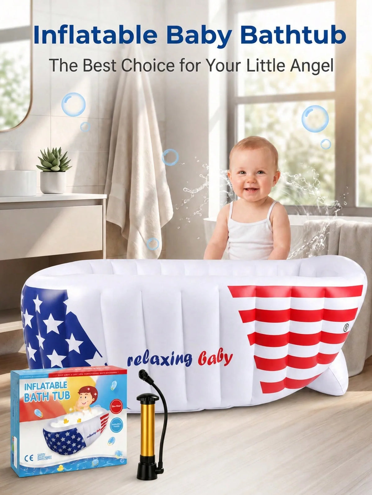Inflatable Baby Bathtub With Air Pump And Non Slip Cushion