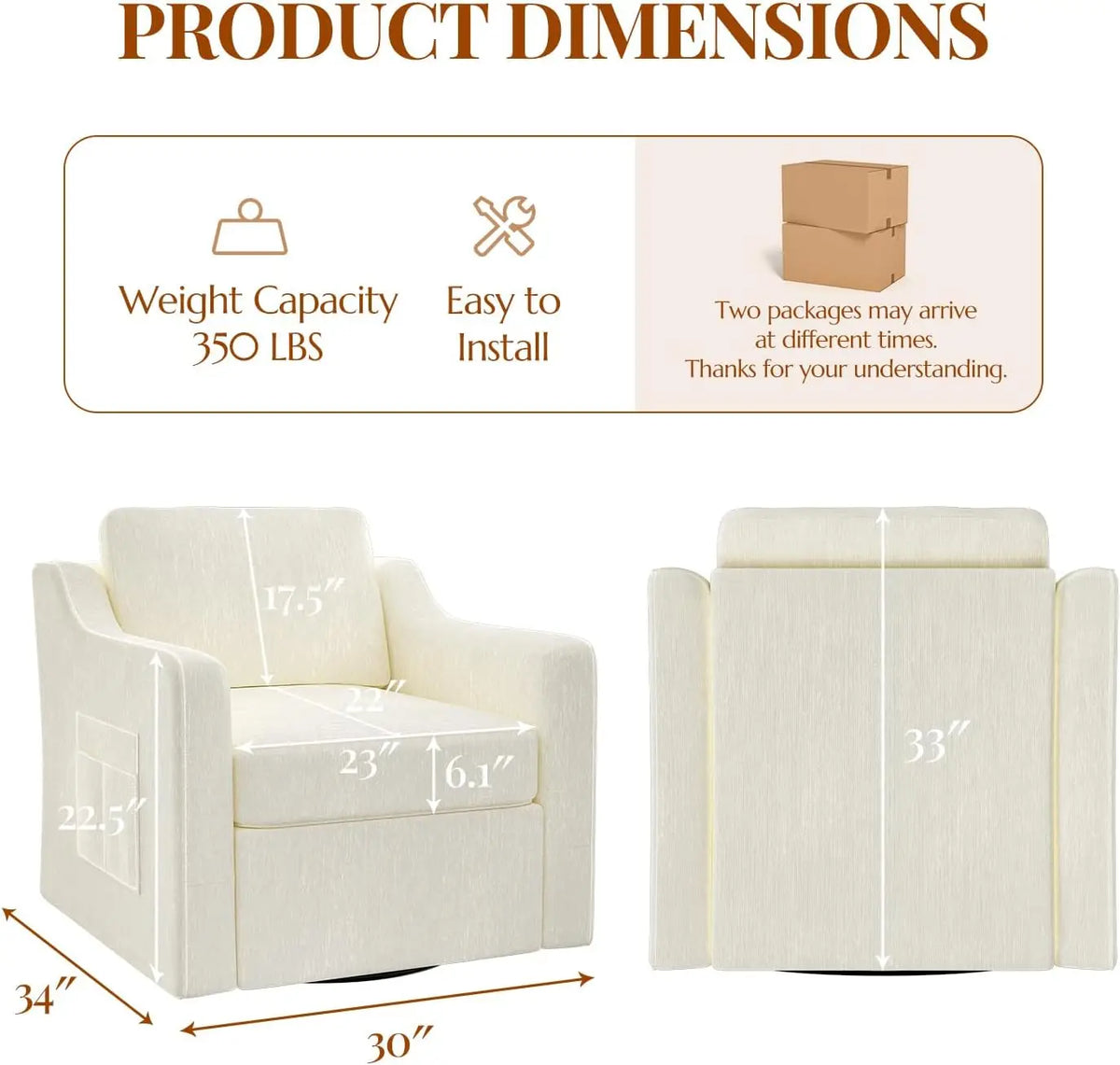 Swivel Upholstered Accent Armchair for Comfortable Living Room Seating