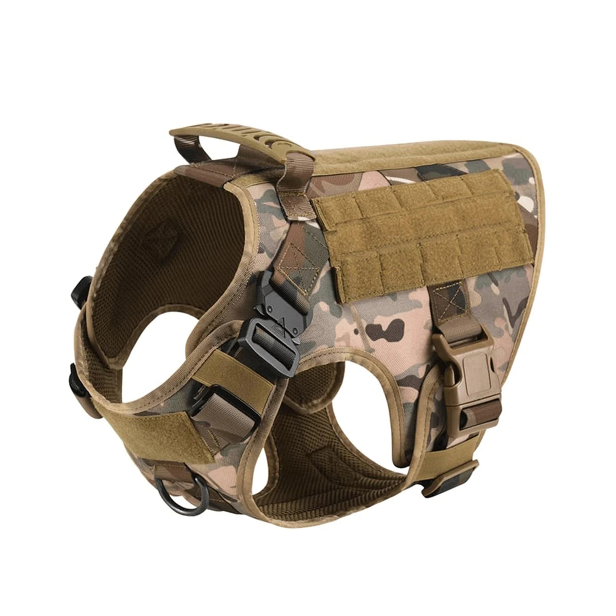 PETRAVEL Tactical Dog Harness with Collar Leash and Molle Pouches