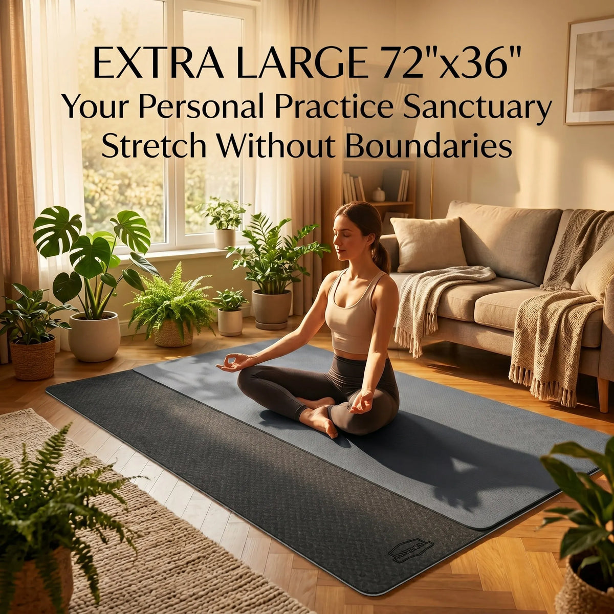 HAPBEAR Non Slip TPE Yoga Mat for Home Workouts and Pilates