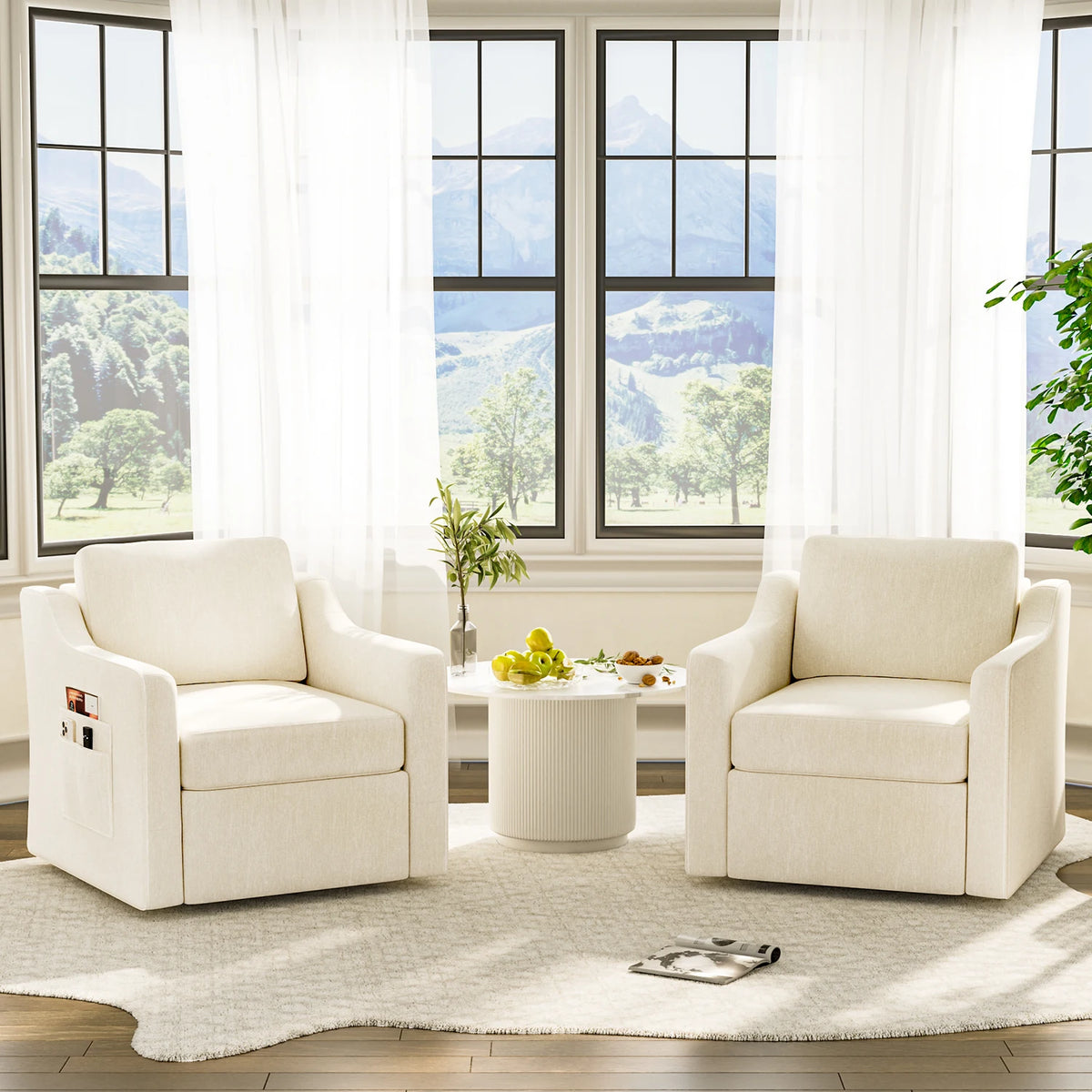 Swivel Upholstered Accent Armchair for Comfortable Living Room Seating