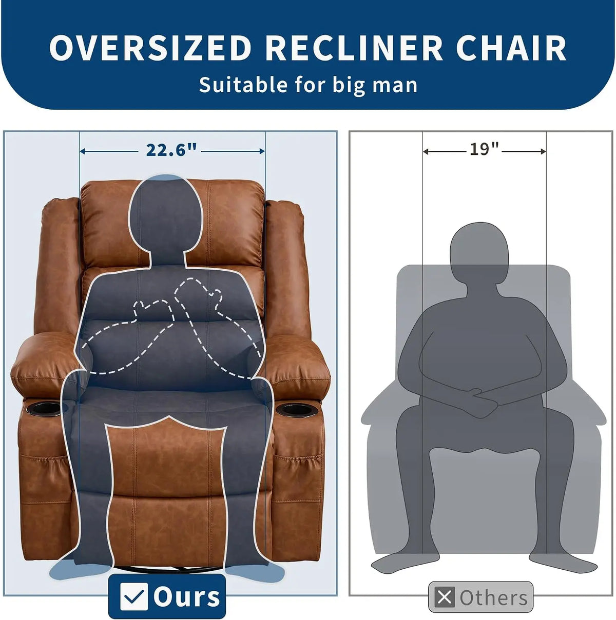 TWISTER.CK 360 Degree Swivel Rocker Recliner Lounge Chair with Comfort