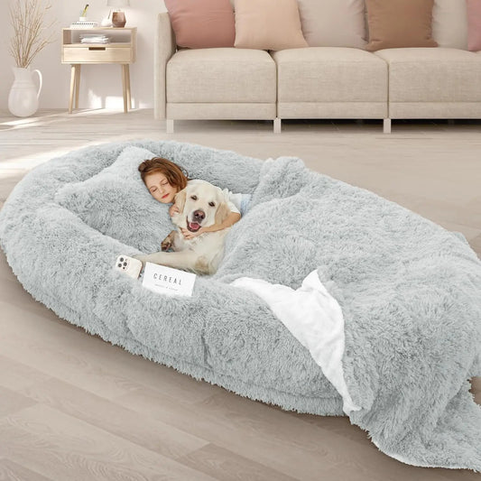 ROOMTEC Washable Memory Foam Human Dog Bed With Pillow