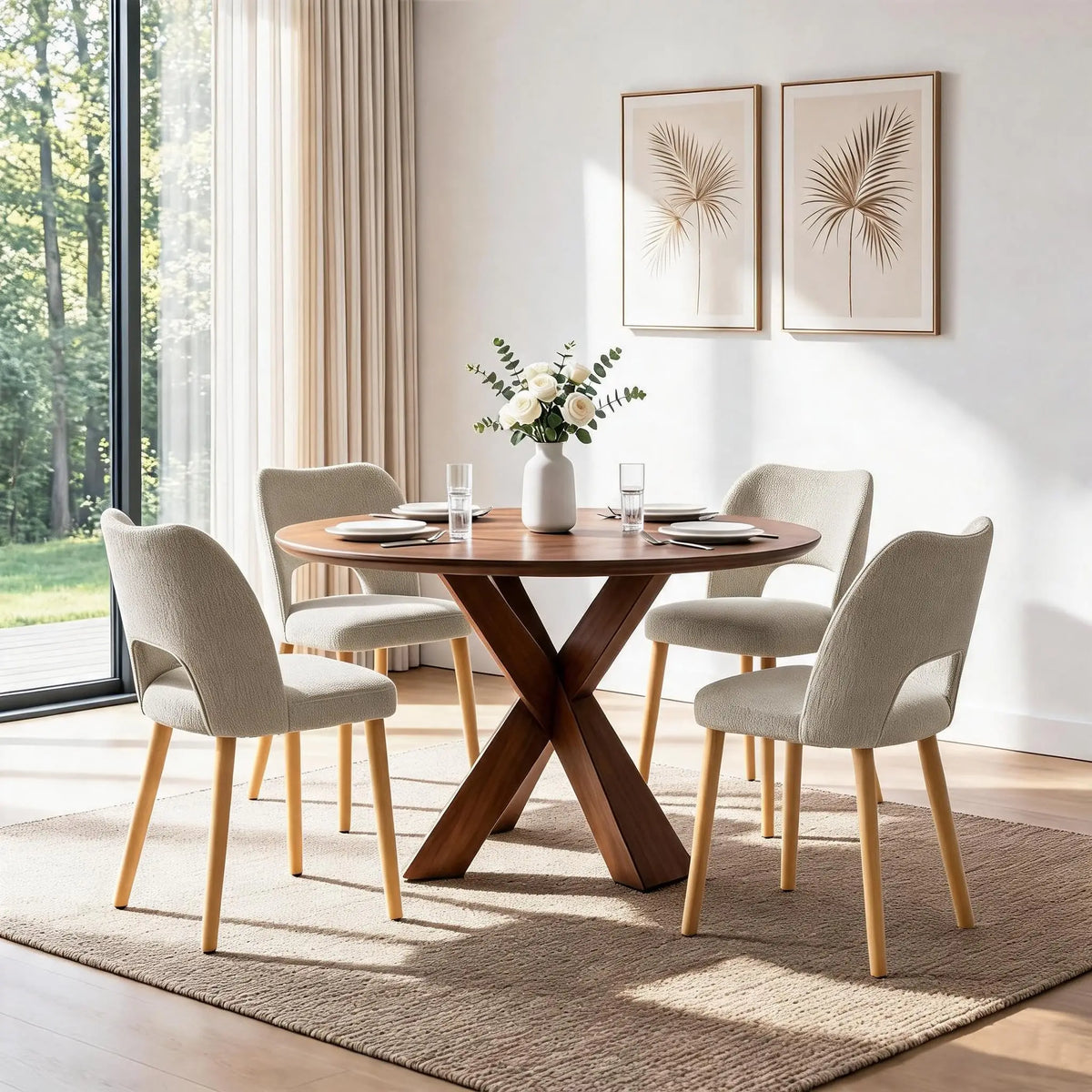 HiMISS Upholstered Dining Chairs With Butterfly Back And Wood Legs