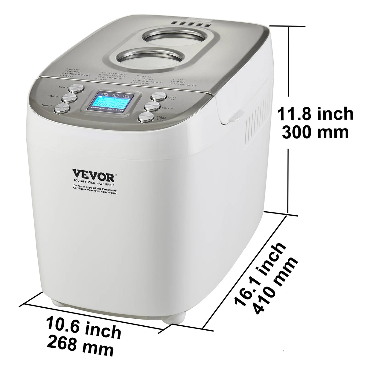 SucceBuy 15-in-1 Automatic Bread Maker With Ceramic Nonstick Pan