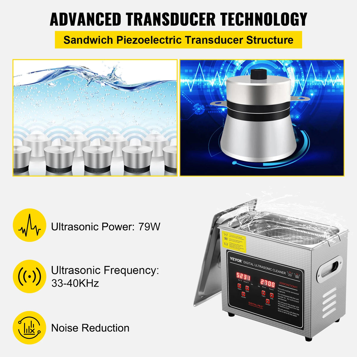 SucceBuy Ultrasonic Cleaner Stainless Steel Deep Cleaning Machine
