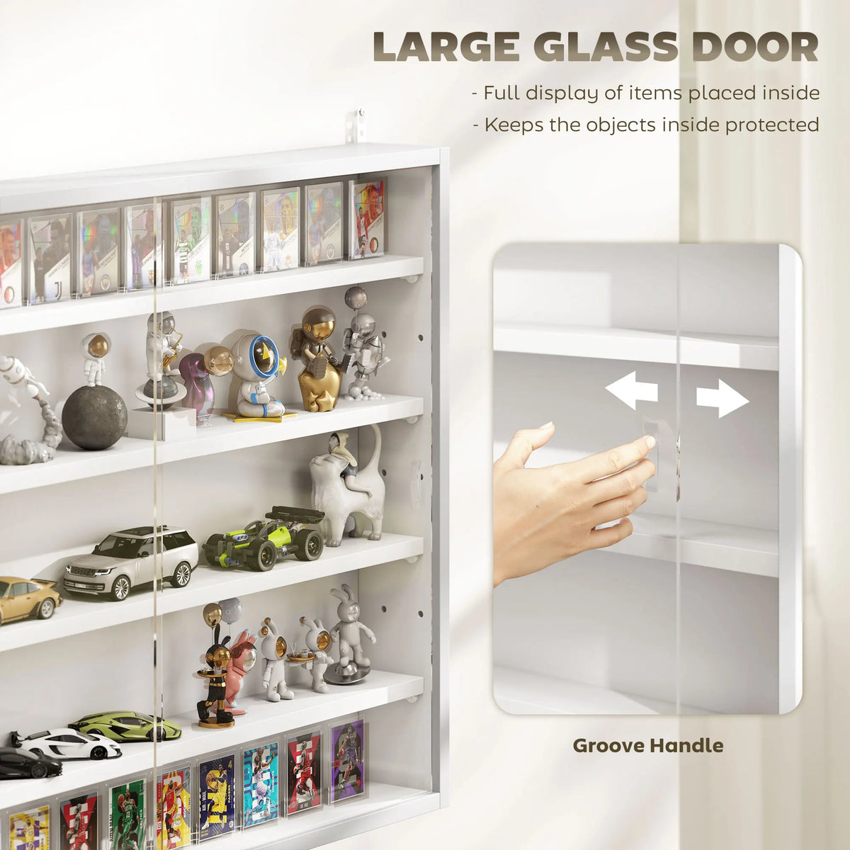 HOMCOM Five Tier Glass Door Display Cabinet With Adjustable Shelves
