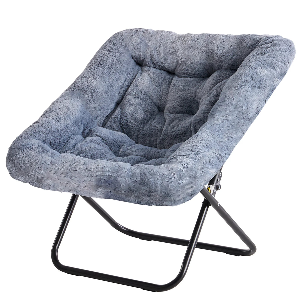 JHK Folding Faux Fur Saucer Chair With Padded Lounge Seat