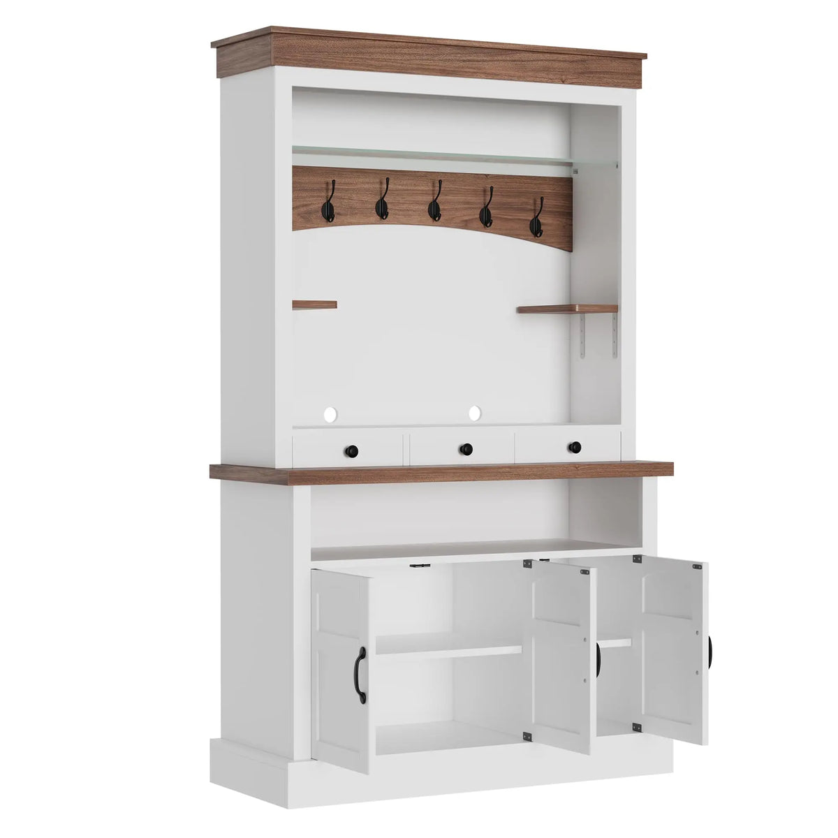 HiMISS Farmhouse Coffee Bar Cabinet With LED Lights And Storage