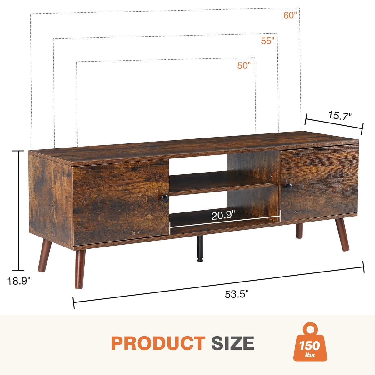 MCQ Modern Wooden TV Stand With Adjustable Shelf And Storage