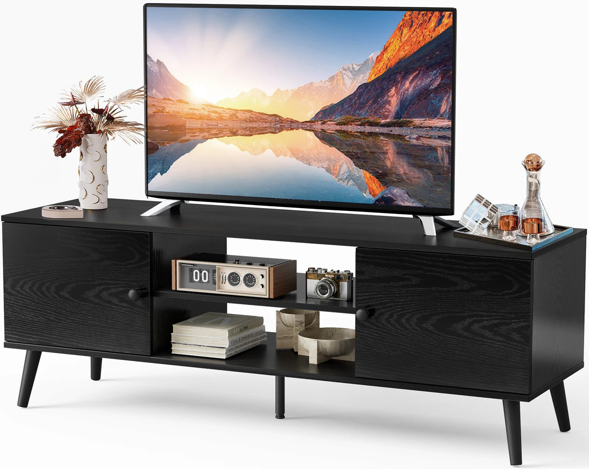 MCQ Modern Wooden TV Stand With Adjustable Shelf And Storage