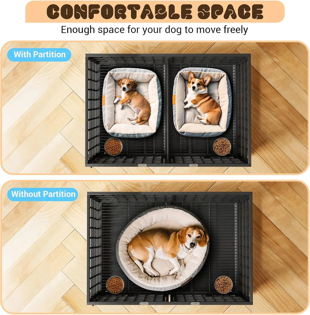 ANIXOL Heavy Duty Metal Dog Crate With Double Door Locks