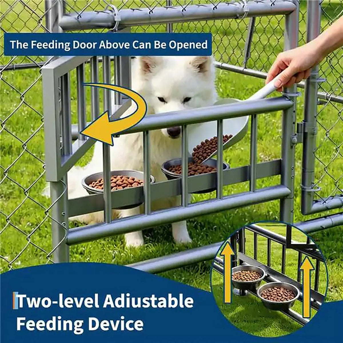 DishyKooker Outdoor Galvanized Dog Kennel With Waterproof Roof