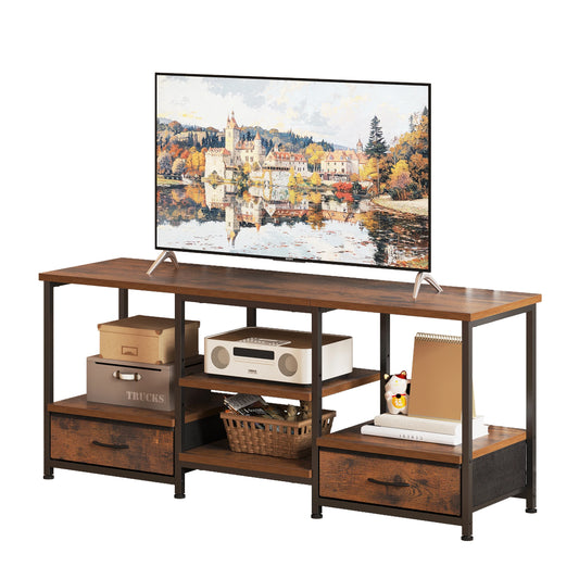 MCQ Modern Wooden TV Stand With Fabric Drawers And Shelves