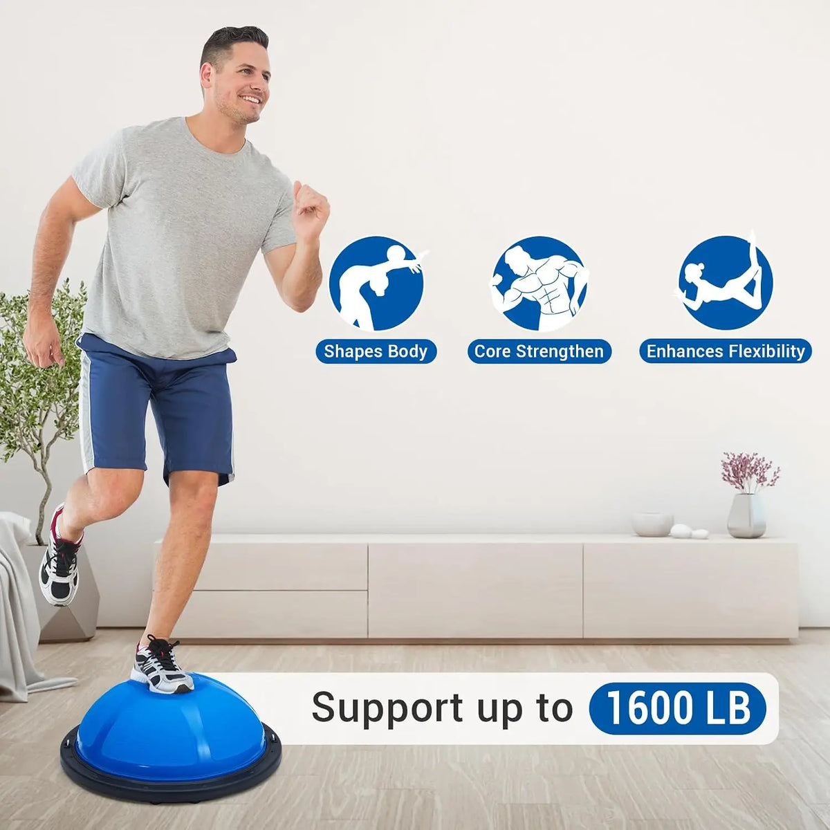 Half Balance Ball Trainer for Core Workouts With Resistance Bands