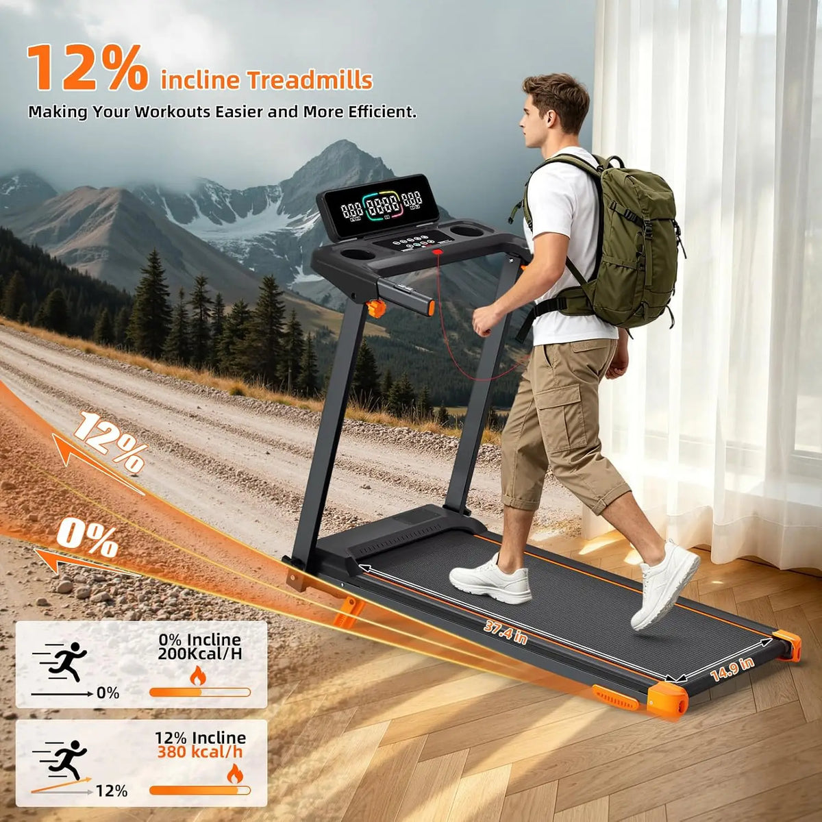 Walking Pad Treadmill With 12 Percent Incline And App Control