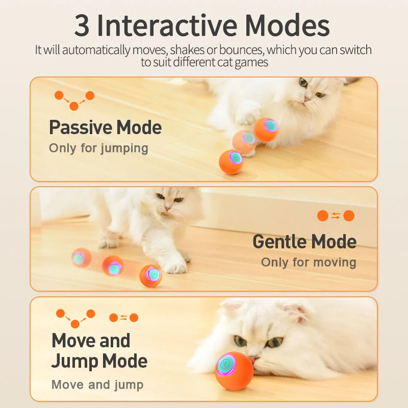ROJECO Automatic Interactive Rolling Cat Ball Toy with LED Light