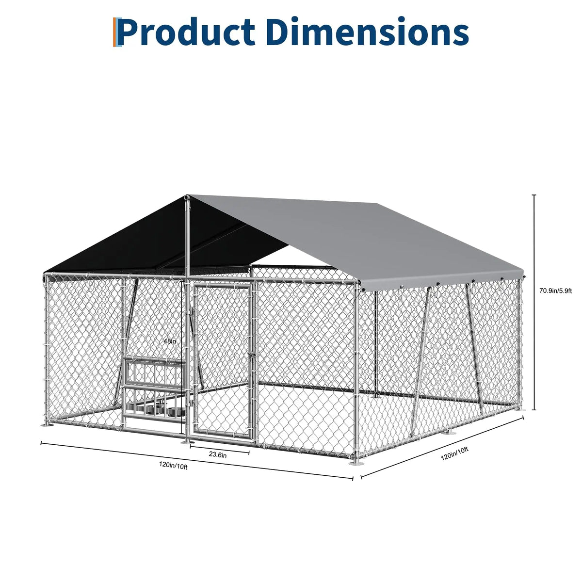 DishyKooker Outdoor Galvanized Dog Kennel With Waterproof Roof