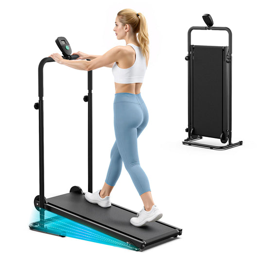 AKLUER Manual Treadmill With Fixed Incline And LCD Monitor