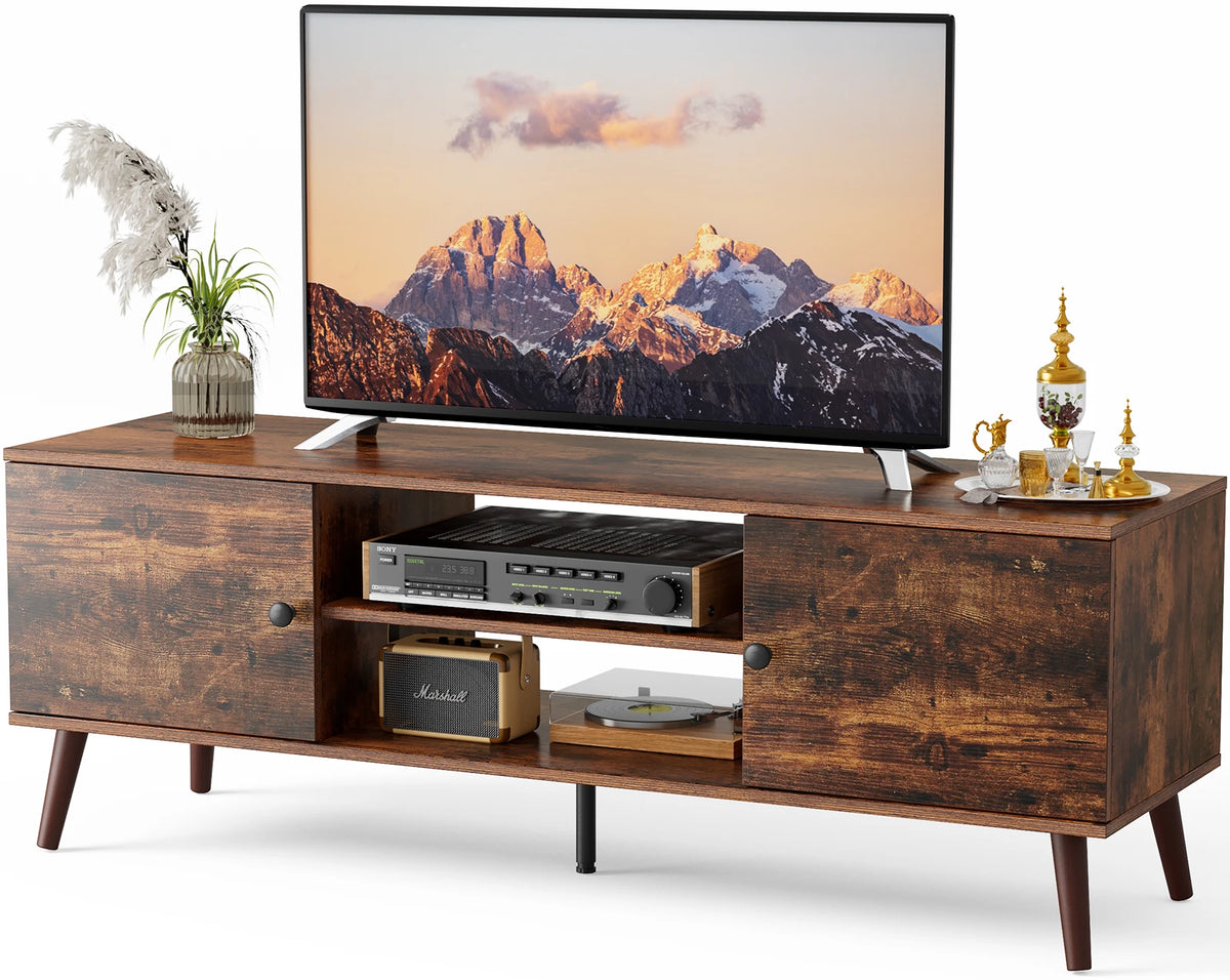 MCQ Modern Wooden TV Stand With Adjustable Shelf And Storage