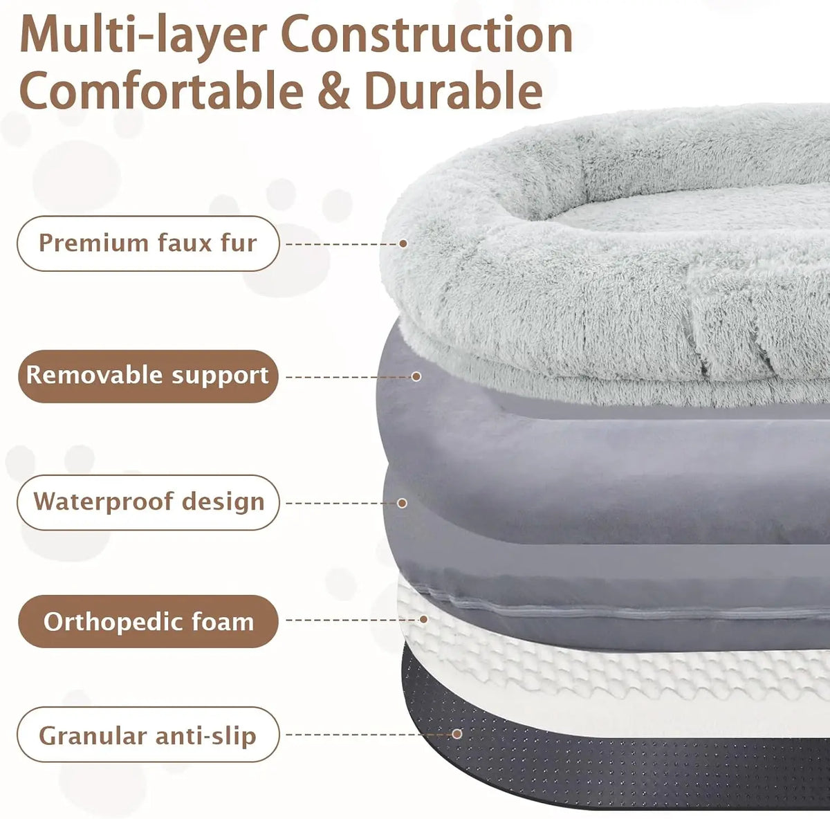 ROOMTEC Washable Memory Foam Human Dog Bed With Pillow