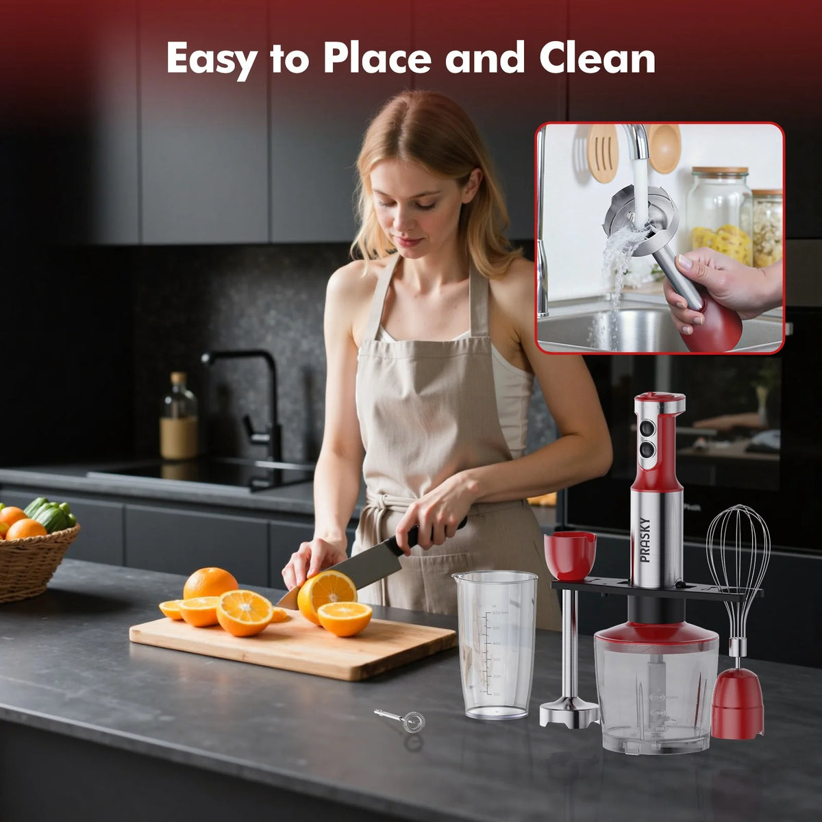 Prasky 5 In 1 Immersion Blender With Chopper And Whisk
