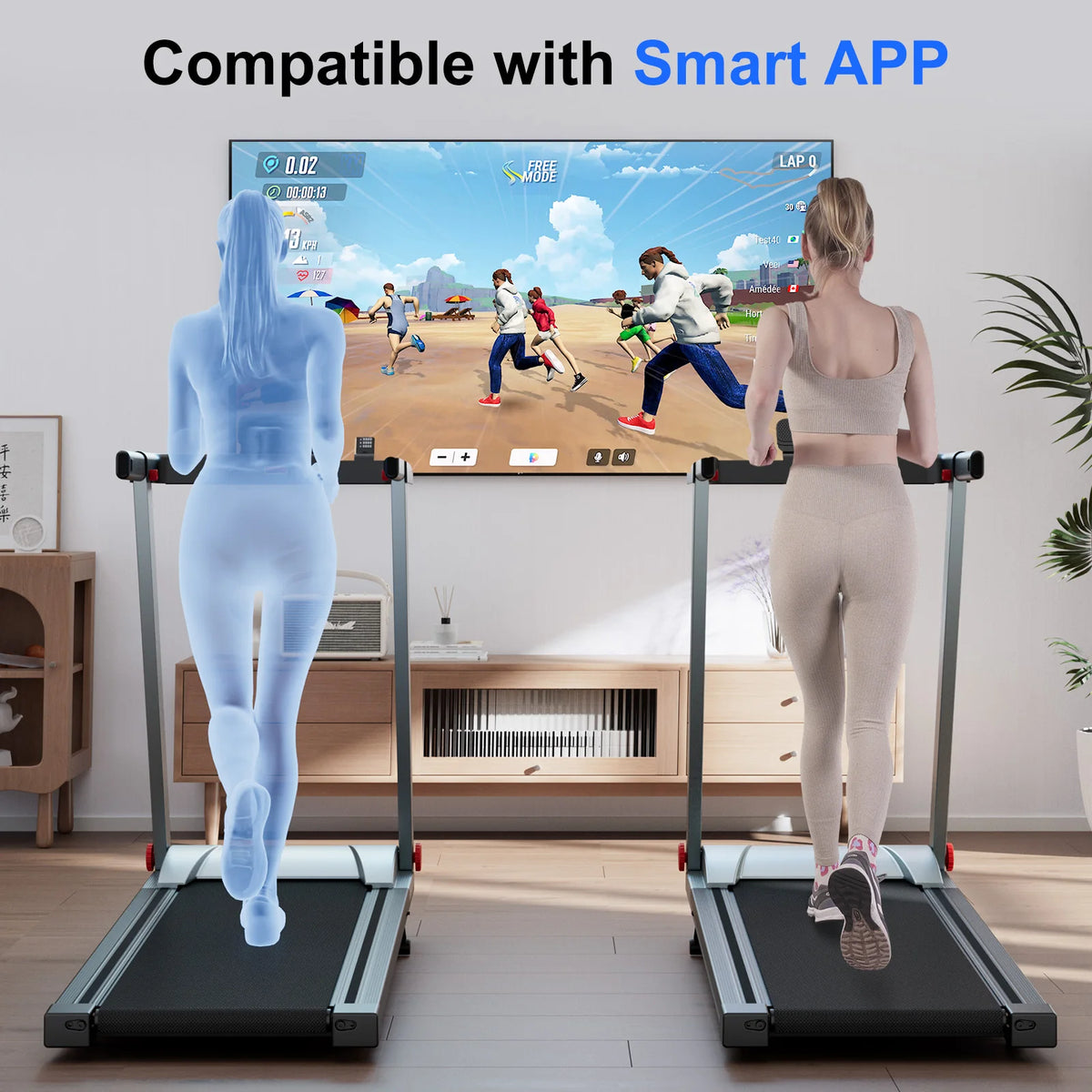 LACUFFY Folding Electric Treadmill With Adjustable Incline And App Connectivity